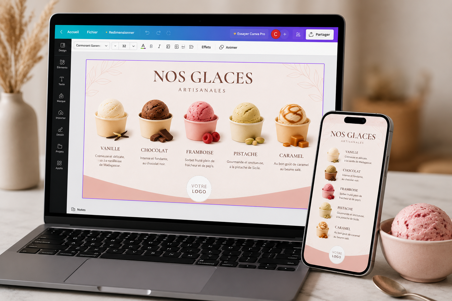 Carte glaces éditable