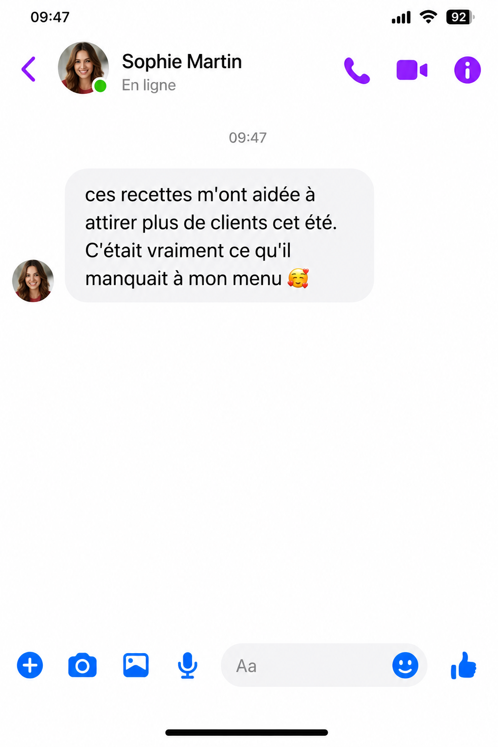 Témoignage cliente